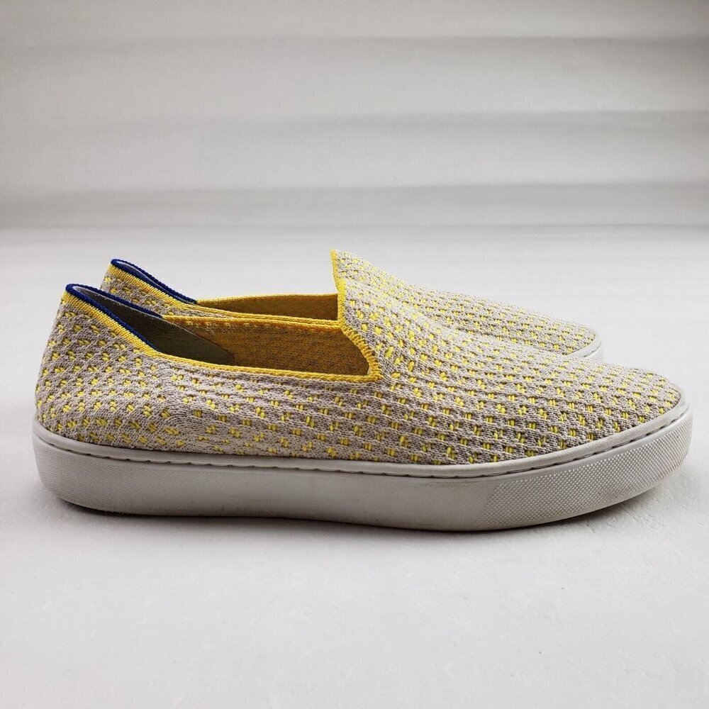 Rothys Retired Slip On Sneaker Womens 9 Yellow Honeycomb Yellow Casual Knit Shoe - Picture 6 of 11